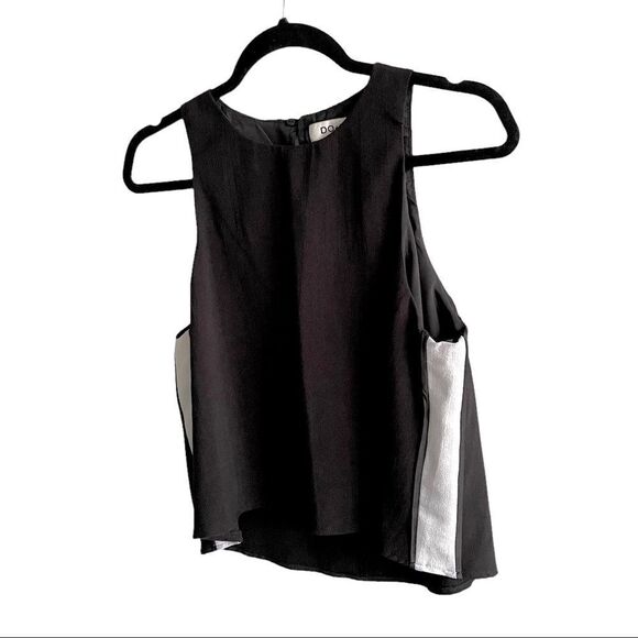 DO + BE Sleeveless Cropped Tank Top Sleeveless Blouse Black White Side Stripe L - Picture 2 of 5